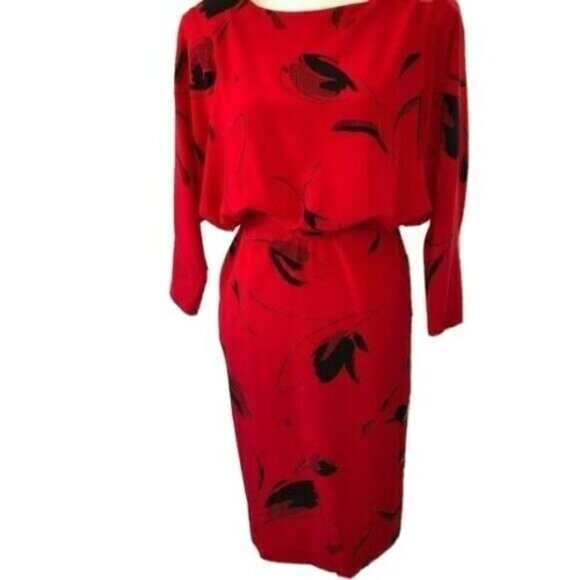 On The Rocks Dress Size 3 Juniors Womens Vintage Red Black Elastic Waist Belt - Picture 11 of 13